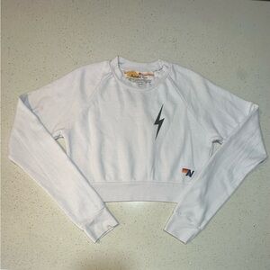 Aviator Nation White Cropped Sweatshirt